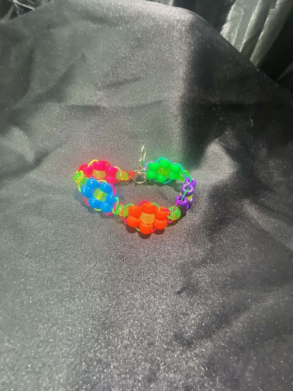 Rainbow Flower Chain Kandi Pony Bead Bracelet